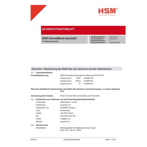 Aktenvernichteröl HSM 1235997501 5 Liter