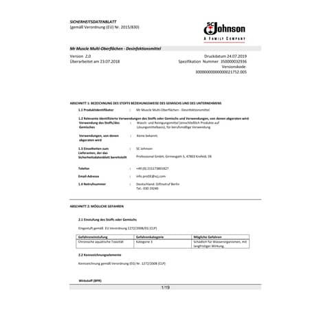 Multi-Oberflächenreiniger 750ml MR MUSCLE 354670