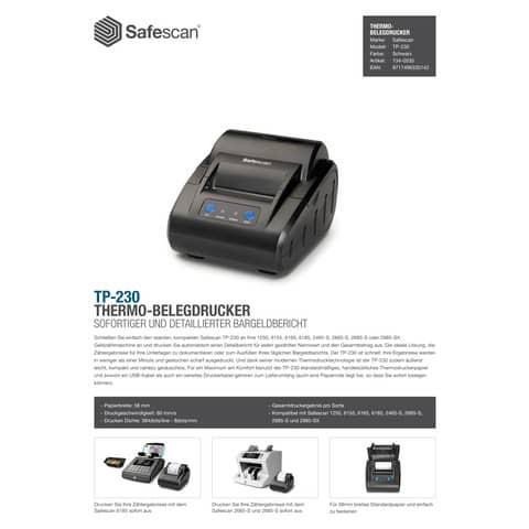 Belegdrucker Thermo TP-230 schwarz SAFESCAN 134-0535