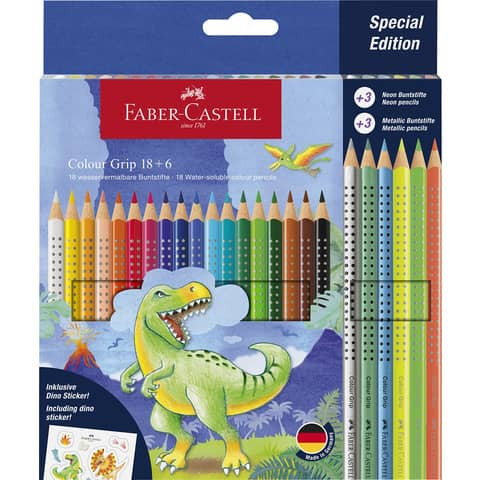 Farbstiftetui 18+6ST Colour Grip Dino FABER CASTELL 201546