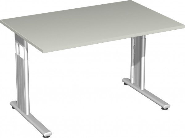 Schreibtisch höhenverstellbar, 1200x800x680-820, Lichtgrau/Silber