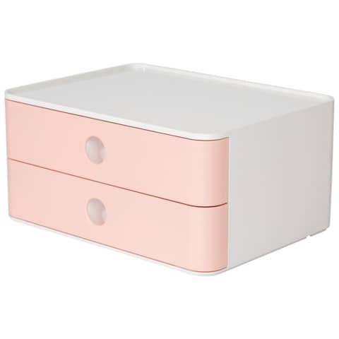 SMART-BOX ALLISON Schubladenbox - stapelbar, 2 Laden, snow white/flamingo rose