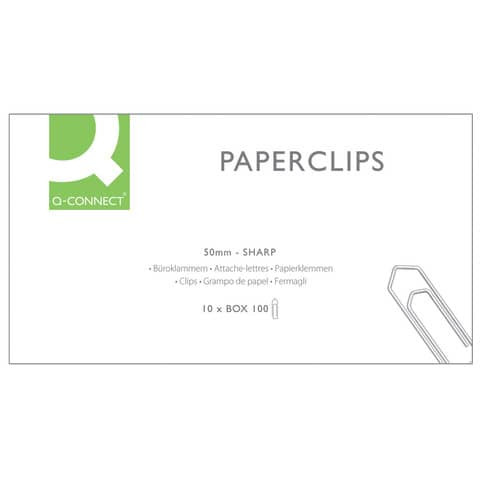Büroklammer 50mm 100ST verzink Q-CONNECT KF01318 spitz