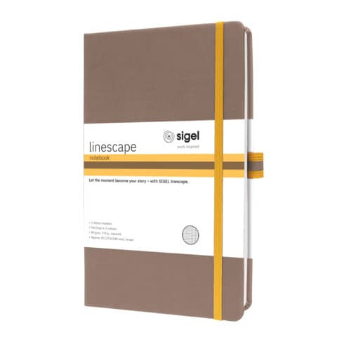 Notizbuch ca.A5 kariert braun SIGEL LS102 Linescape Hardcover