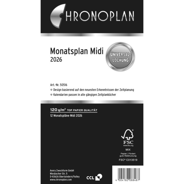 Monatsplan Midi 2026 CHRONOPLAN 50516