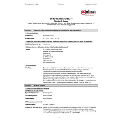 Hautpflegecreme Stokolan® Classic 1L SC JOHNSON PROFESSIONAL 22326
