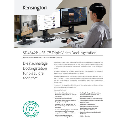 Docking Station Triple Video USB-C sw. KENSINGTON K32810EU / SD4842P