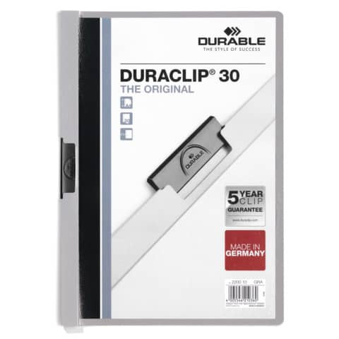 Klemmmappe Duraclip A4 grau DURABLE 2200 10 30BL