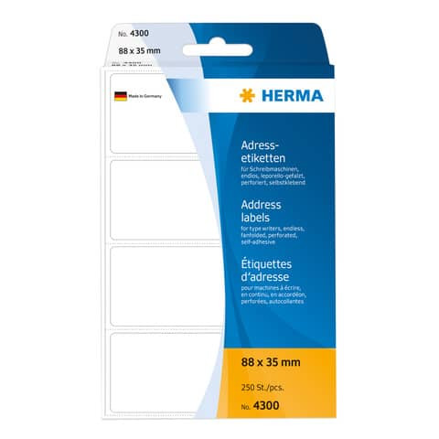 Adressetiketten Endlos 88x35mm HERMA 4300 250 Stück leporello-gefalzt