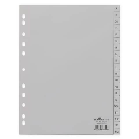 Register Plastik A-Z 20tlg. grau DURABLE 6510 10 geprägte Taben