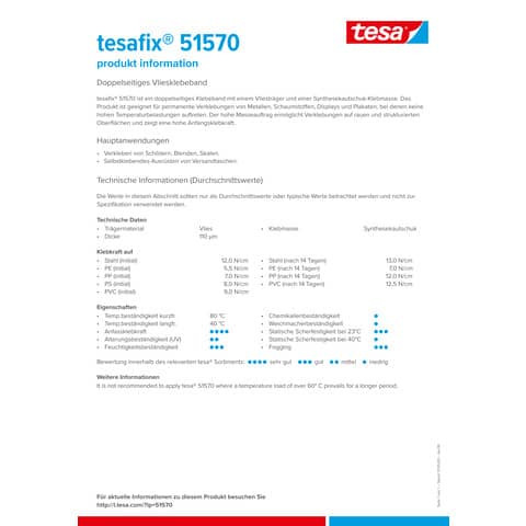 Klebefilm Vlies 25mmx50m TESA 51570-00002-00