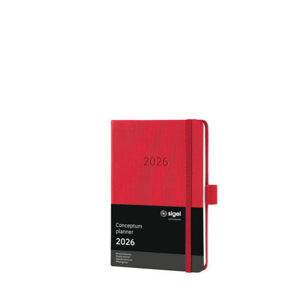 Buchkalender A6 2026 rot SIGEL C2665 Conceptum Hardcover Woche