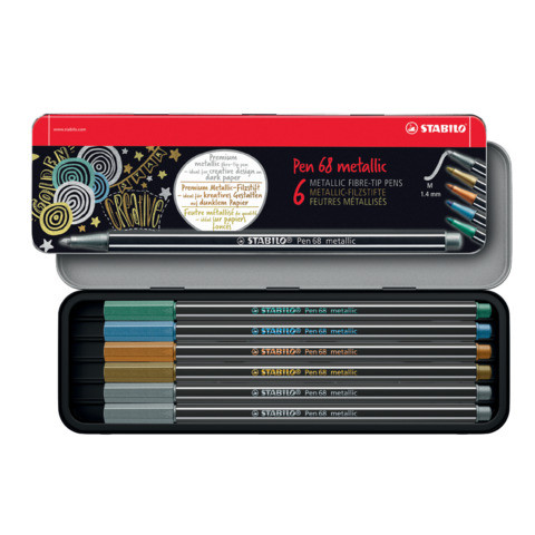 Faserschreiber 6ST metallic sortiert STABILO 6806/8-32 im Metalletui