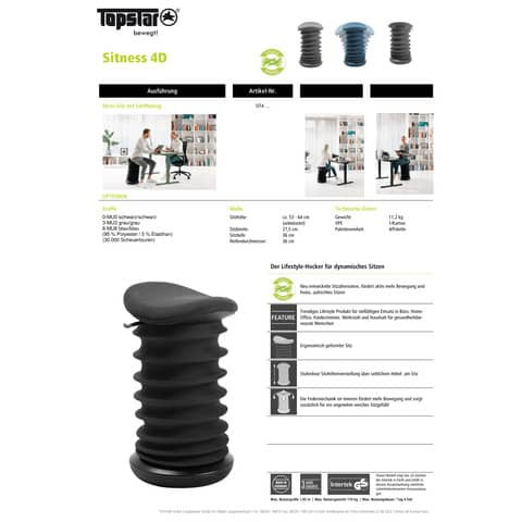 Bewegungshocker Sitness 4D schwarz TOPSTAR SIT40MU0