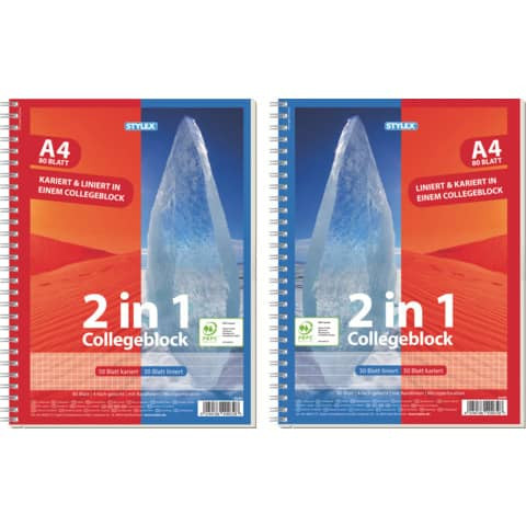 Collegeblock A4 Duo kar.+ lin. TOPPOINT 40032 60g