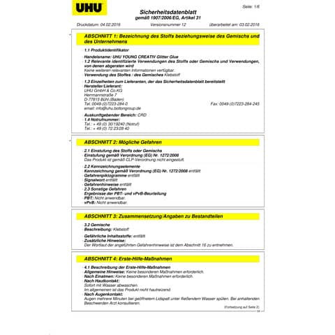 Glitterglue 20ml gold+silber UHU 39021