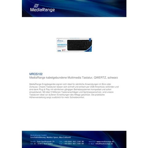 Home + Office Tastatur Basic schwarz MEDIARANGE MROS102