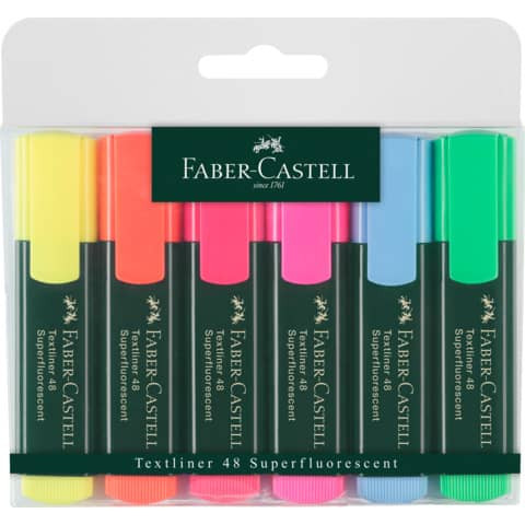 Textmarkeretui Textliner 48 6 Farb. sort FABER CASTELL 154806 nachfüllbar