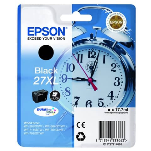 Original Epson Tintenpatrone schwarz High-Capacity (C13T27114012,27XL,T27114012)