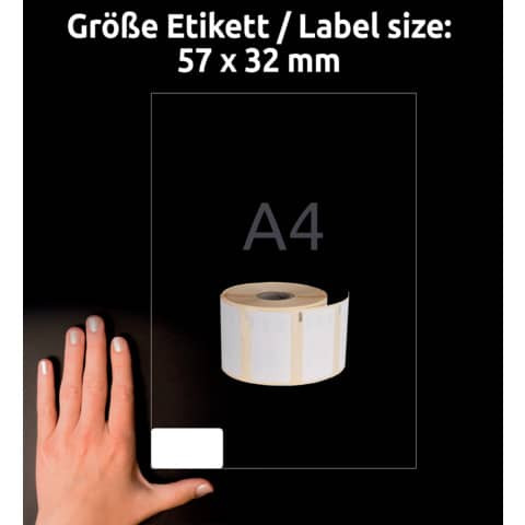 Rollenetiketten 32x57mm weiß AVERY ZWECKFORM AS0722540 ablösbar