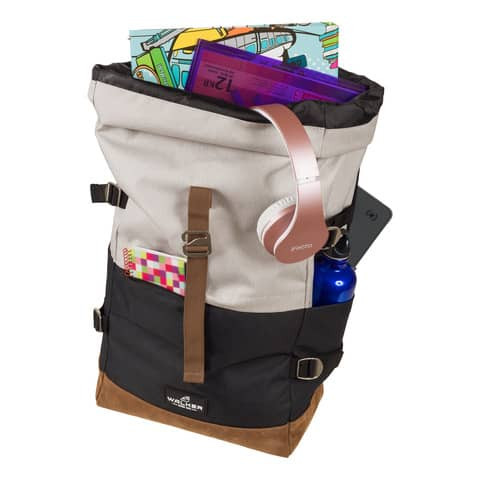 Schulrucksack Roll up two light grey WALKER 42156-265 anthracite