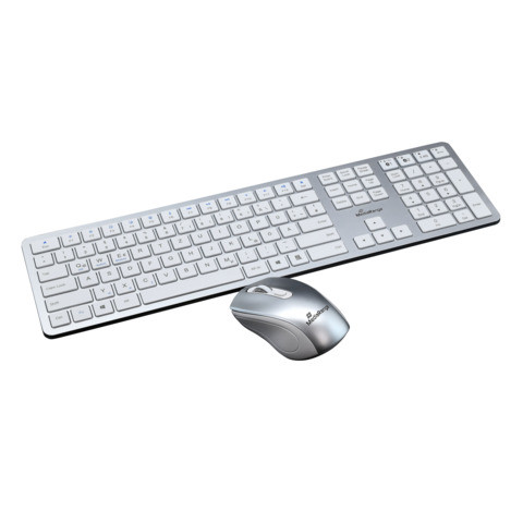Tastatur+Maus Set, USB-C, 1600dpi, kabellos, weiß/silber MEDIARANGE MROS135