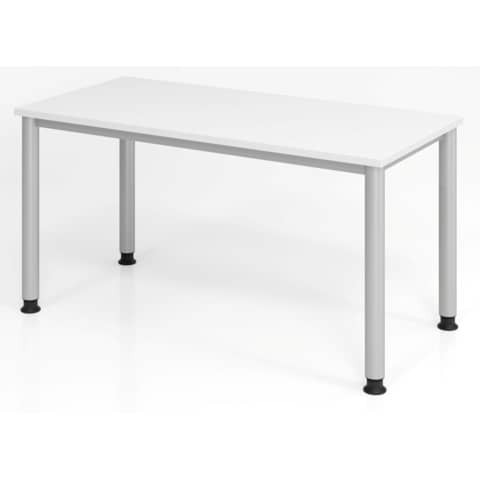 4-Fuß-Schreibtisch 120x67,2cm weiß/silb. HAMMERBACHER VHS612/W/S H-Serie