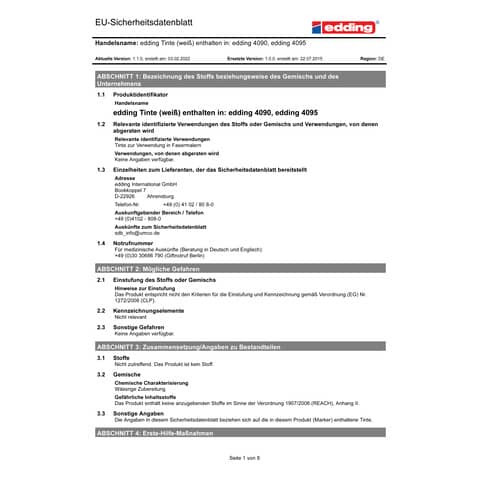 Windowmarker 4090 4-15mm weiß EDDING 4090 49 Kreidemarker Keilspitze
