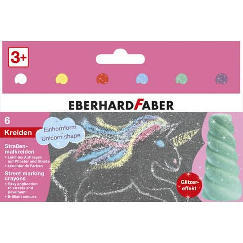 Straßenmalkreide 6ST Einhorn sortiert EBERHARD FABER 526560