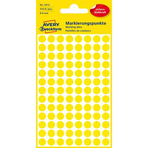 Etiketten Ø8 mm gelb 416 Stück ZWECKFORM 3013 permanent haftend