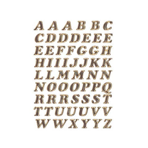 4192 Buchstaben-Etiketten - A-Z, 8 mm, Prismaticfolie gold glitzernd