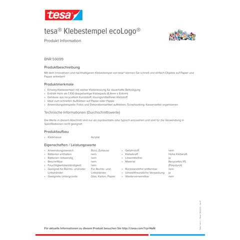 Klebestempel ecoLogo blau/rot TESA 59099-00000-00 8,4x8,4mm