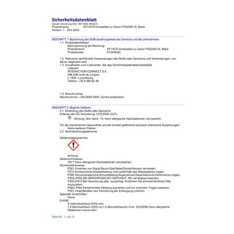 Tinte ersetzt Canon PGI-2500XL-Multi Q-CONNECT KF14270