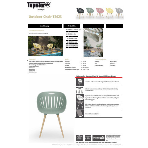 Outdoor-Stuhl olive/Buche 2ST TOPSTAR FZ20EIO-2 Outdoor