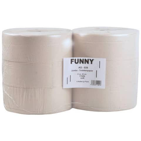 Toilettenpapier Jumbo - 6 Rollen Ø 25 cm, recyclingweiß