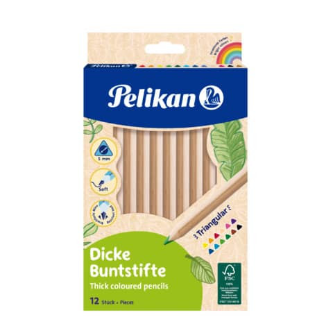 Farbstift 12ST Natur dick sort PELIKAN 400142590 700047 BSD12DN