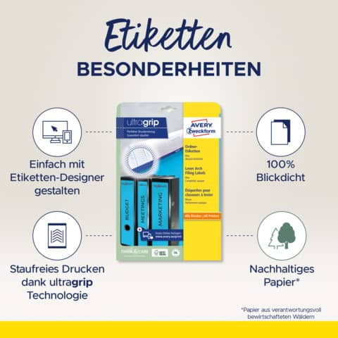 Ordneretikett 61x297mm blau ZWECKFORM L4753-20 60ST