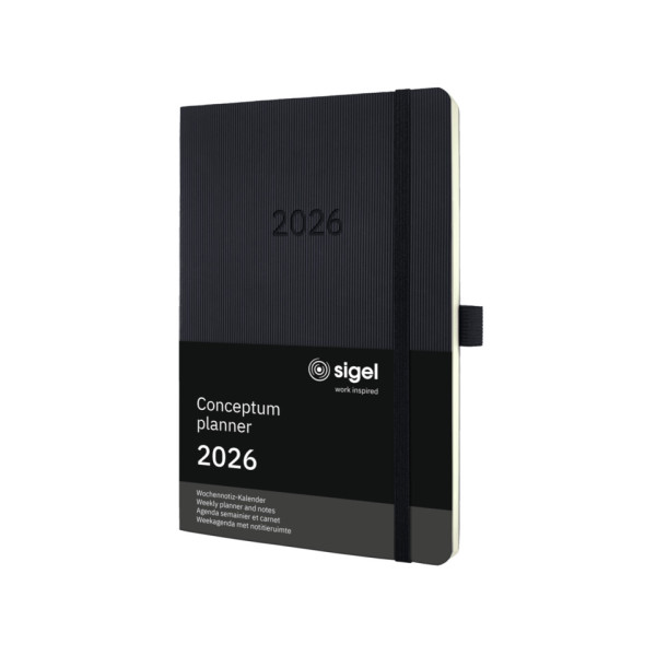Buchkalender Notizen 2026 A5 schwarz SIGEL C2624 Conceptum Softcover Woche