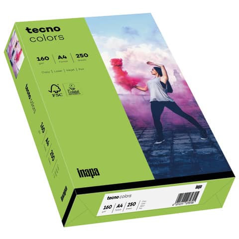 Multifunktionspapier tecno® colors - A4, 160 g/qm, intensivgrün, 250 Blatt