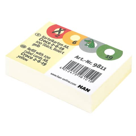 Karteikarte A8 liniert gelb HAN 9811 Pg100St
