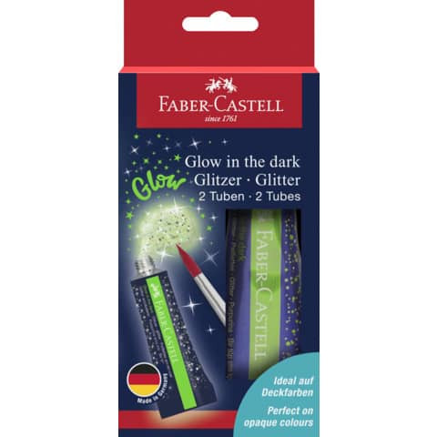 Glitterglue Glitzer 2x12ml Glow in the FABER CASTELL 125092 Dark