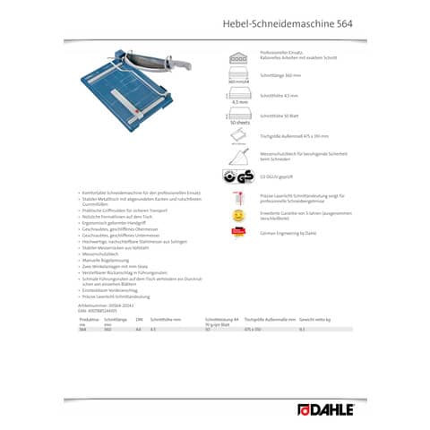 Hebel Schneidemaschine 564 DAHLE 00564-20215