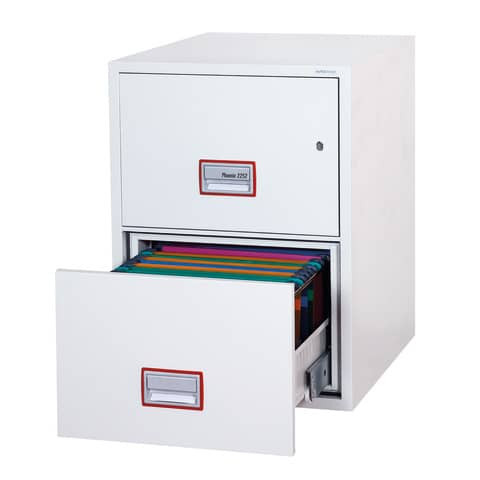 Hängeregistraturenschrank 2 Laden weiß PHOENIX FS2252K Stahl, Feuerschutz