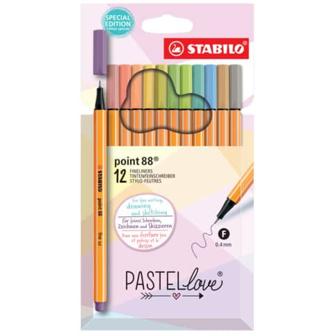 Feinelineretui 12ST Point88 STABILO 8812-7-7 Pastellove
