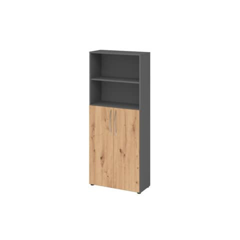 Flügeltürenschrank Graphit Asteiche HAMMERBACHER MONT.V4770/G/R/BM 5OH3OH Tü