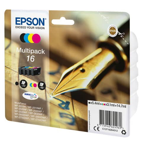 Inkjetpatrone Nr. 16 sw,c,m,y EPSON C13T16264012 Multipack