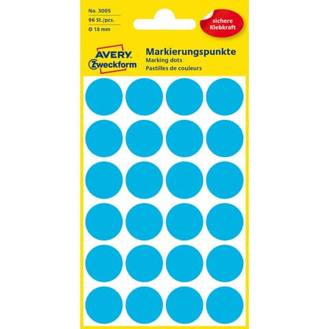 Etiketten Ø18 mm blau 96 Stück ZWECKFORM 3005 permanent haftend