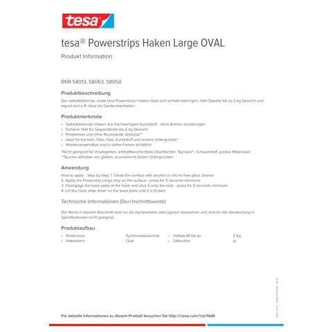 Klebehaken Power Strips weiß TESA 58013-49 oval 2ST