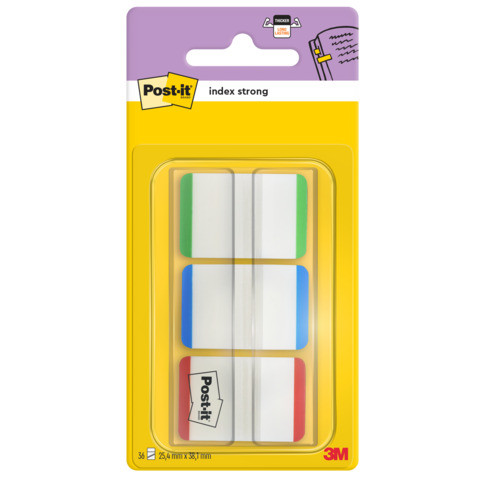 Index 25,4x38mm strong 3Grundf POST-IT 686L-GBREU 3x22Streife
