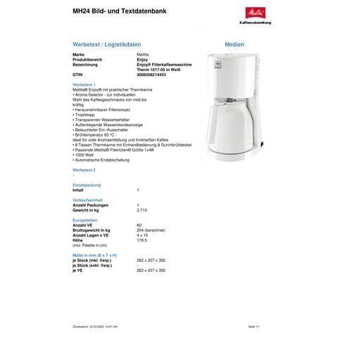 Kaffeemaschine Enjoy Therm MELITTA 3110798